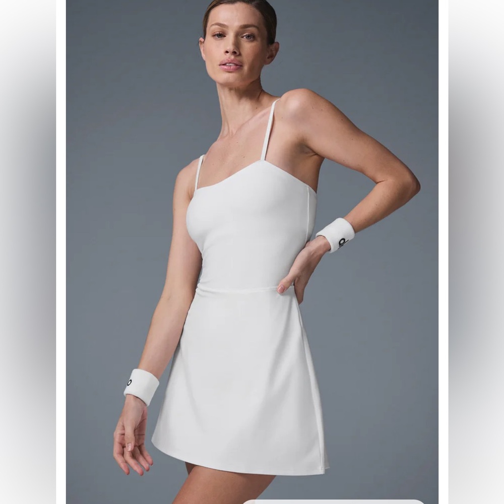 Alo Yoga Alosoft Courtside Tennis Dress White XS - Picture 3 of 9